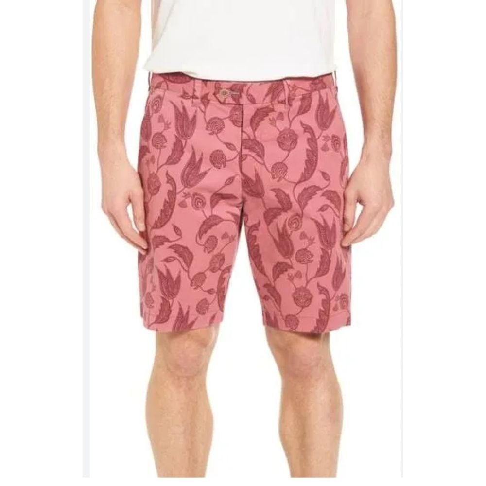 Ted Baker London Mens Shorts Pink Floral Print Size 30R‎ Flat Front